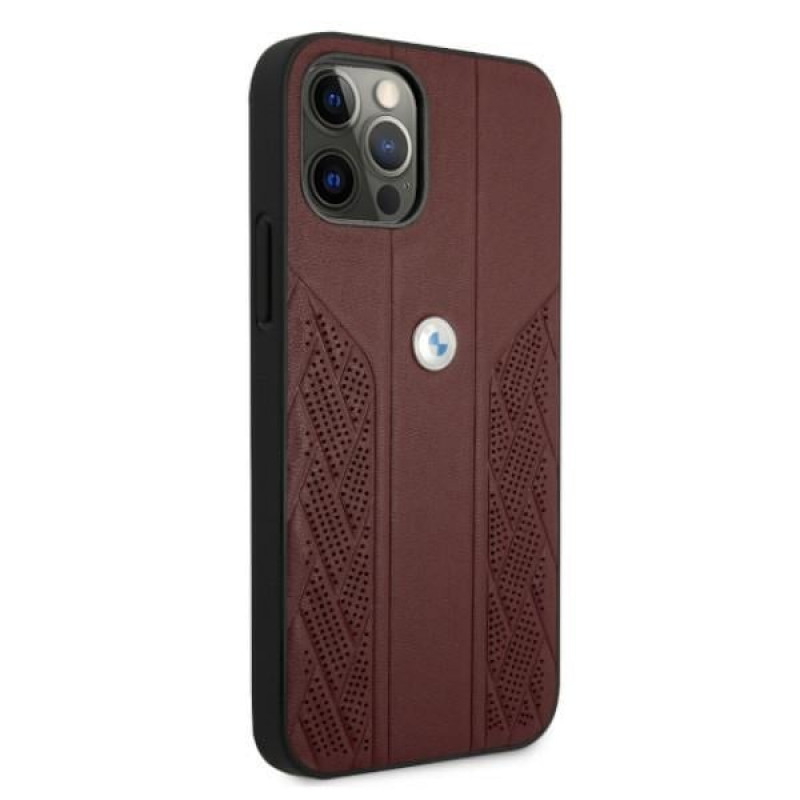 BMW BMHCP12MRSPPR Curve Perforate leren hardcase voor Apple iPhone 12 / 12 Pro, rood