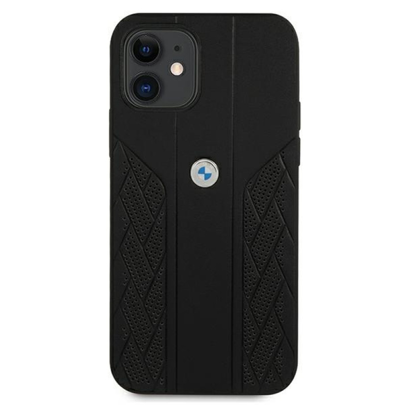 BMW BMHCP12SRSPPK Curve Perforate leren hardcase voor Apple iPhone 12 mini, zwart