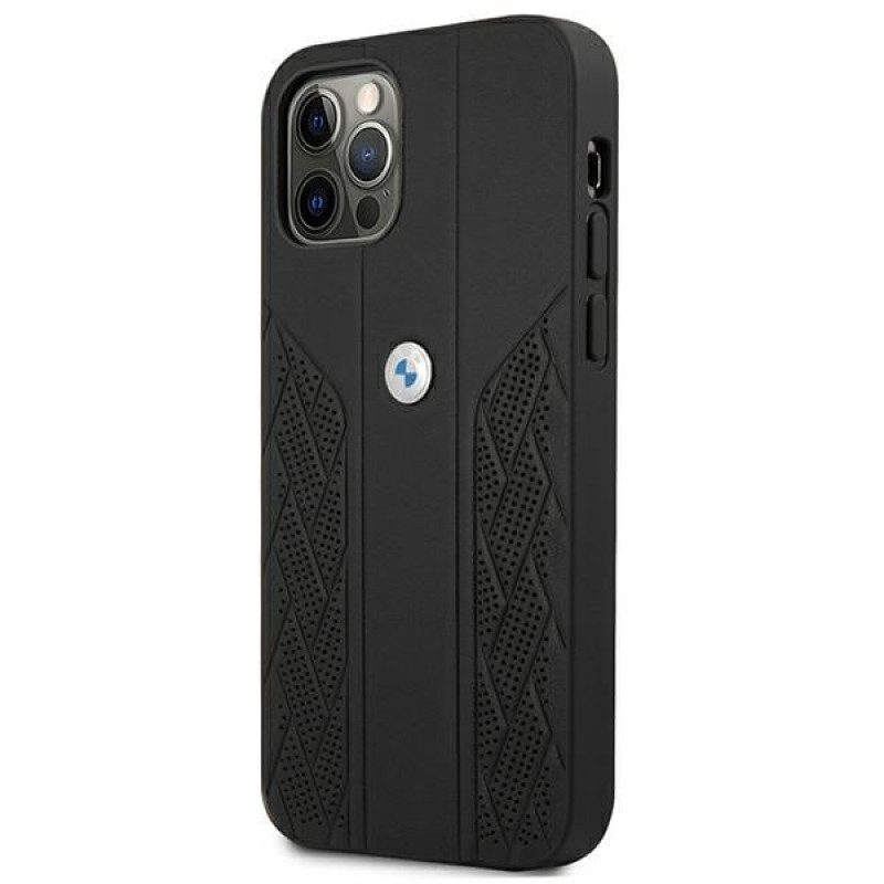 BMW BMHCP12LRSPPK Curve Perforate leren hardcase voor Apple iPhone 12 Pro Max, zwart