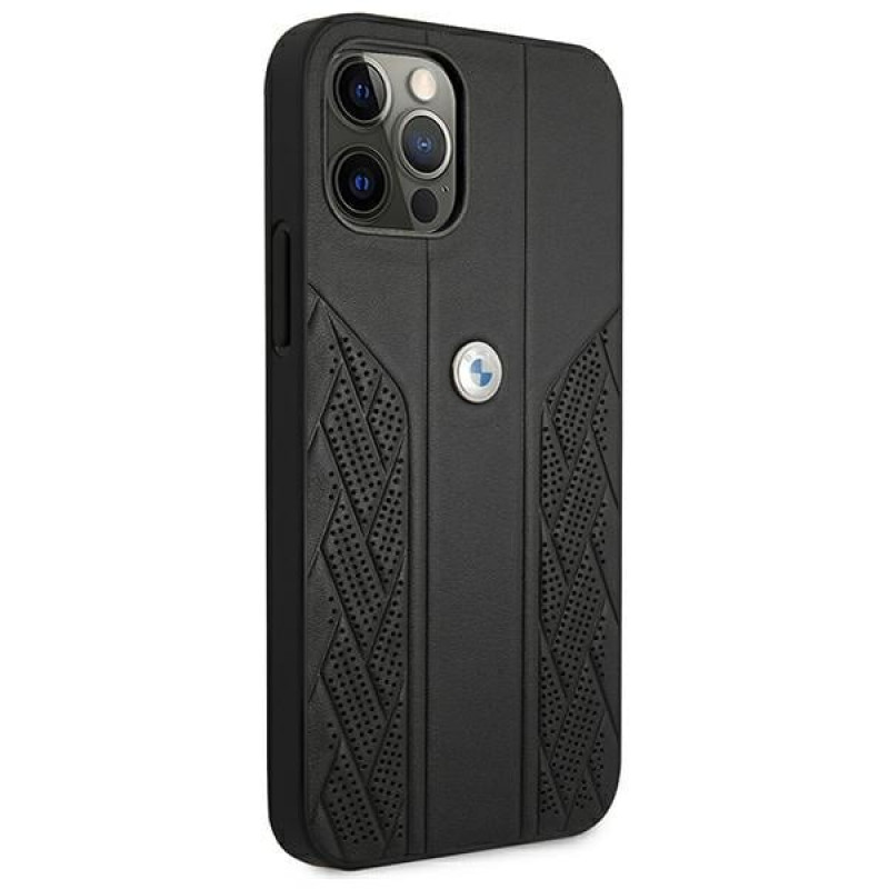 BMW BMHCP12LRSPPK Curve Perforate leren hardcase voor Apple iPhone 12 Pro Max, zwart