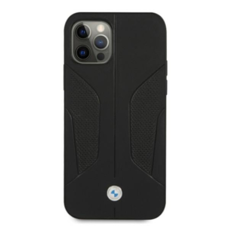 BMW BMHCP12MRSCSK Perforate Sides leren hardcase voor Apple iPhone 12 / 12 Pro, zwart