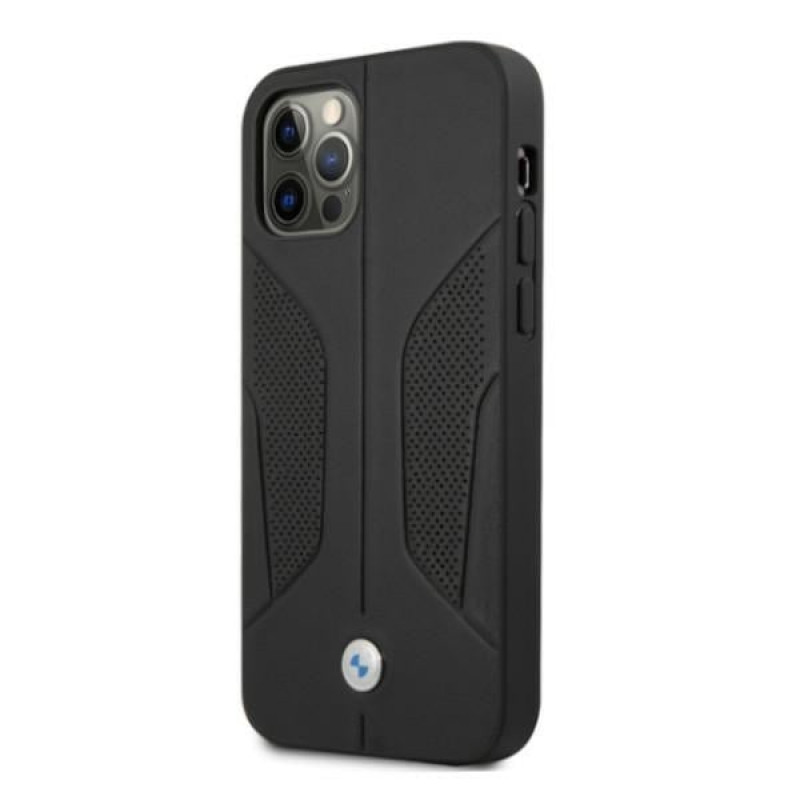 BMW BMHCP12LRSCSK Perforate Sides leren hardcase voor Apple iPhone 12 Pro Max, zwart