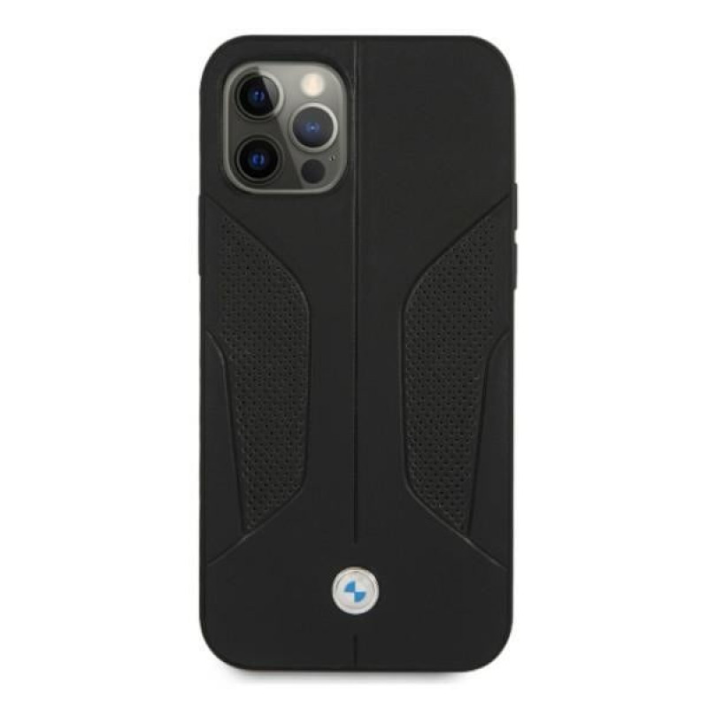 BMW BMHCP12LRSCSK Perforate Sides leren hardcase voor Apple iPhone 12 Pro Max, zwart