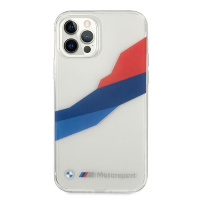 BMW BMHCP12LSKTGT Motorsport Tricolor hardcase voor Apple iPhone 12 Pro Max, transparant