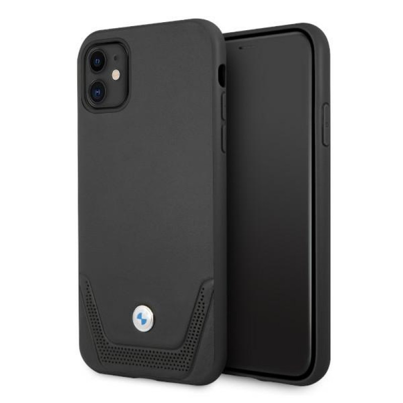 BMW BMHCN61RSWPK Leather Perforate hardcase voor Apple iPhone 11, zwart