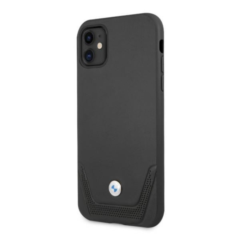 BMW BMHCN61RSWPK Leather Perforate hardcase voor Apple iPhone 11, zwart
