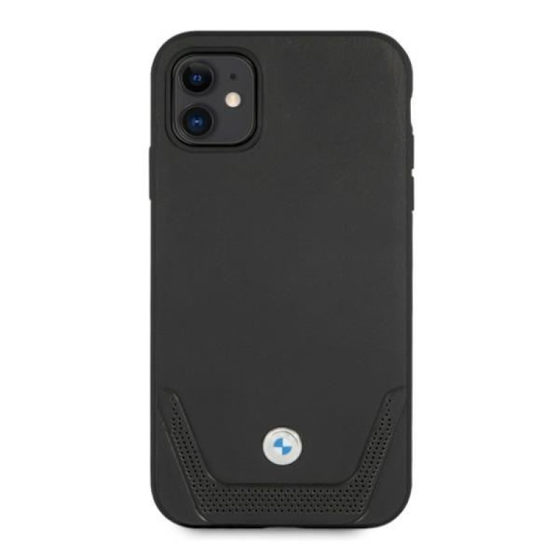BMW BMHCN61RSWPK Leather Perforate hardcase voor Apple iPhone 11, zwart