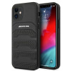 Mercedes-AMG AMHCP12SGSEBK Leather Debossed Lines hardcase voor Apple iPhone 12 mini, zwart