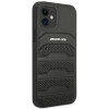 Mercedes-AMG AMHCP12SGSEBK Leather Debossed Lines hardcase voor Apple iPhone 12 mini, zwart