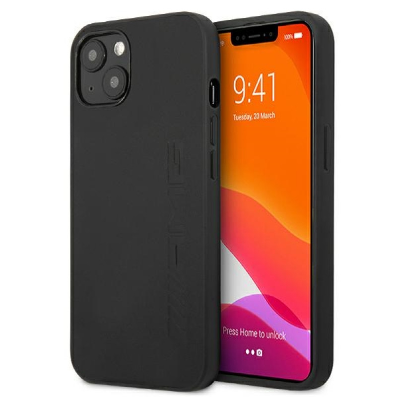 Mercedes-AMG AMHCP13MDOLBK Leather Hot Stamped hardcase voor Apple iPhone 13, zwart