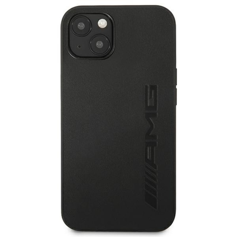 Mercedes-AMG AMHCP13MDOLBK Leather Hot Stamped hardcase voor Apple iPhone 13, zwart