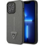 Guess GUHCP13LPSATLG hardcase-hoesje voor Apple iPhone 13 Pro, Saffiano Triangle Logo, zilver
