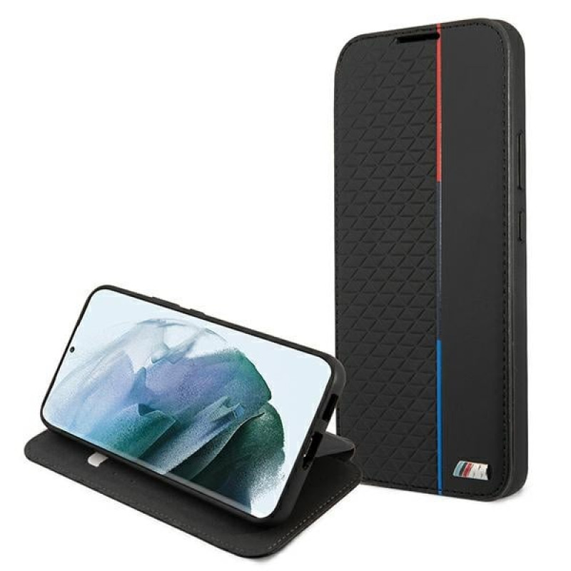BMW BMBKS22MTRTBK bookcase-hoesje voor Samsung Galaxy S22+, M Collection Triangles, zwart