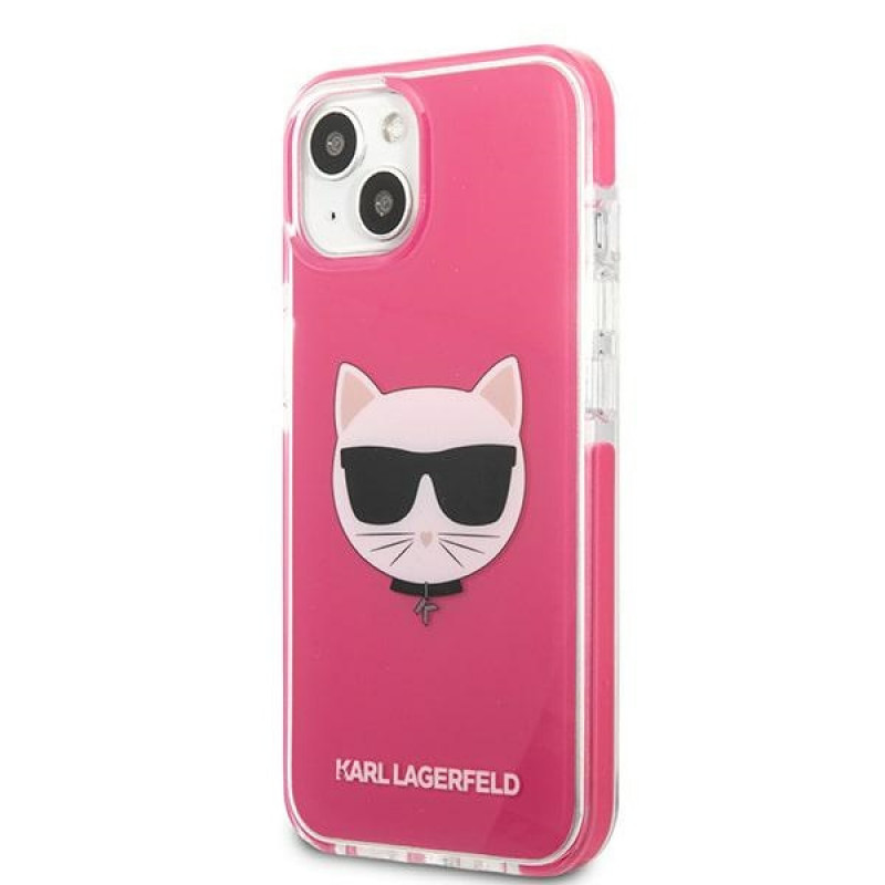 Karl Lagerfeld KLHCP13STPECPI hardcase-hoesje voor Apple iPhone 13 mini 5,4″, Choupette Head, fuchsia