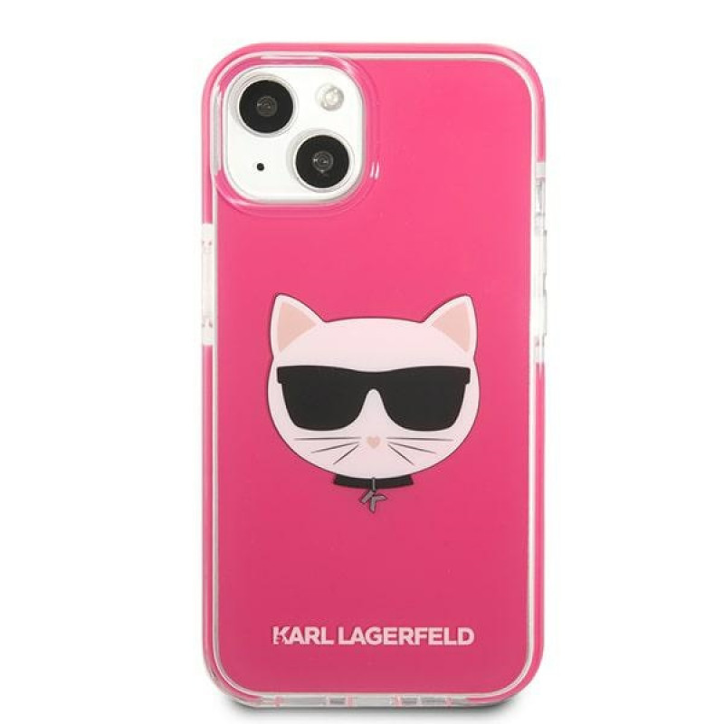 Karl Lagerfeld KLHCP13STPECPI hardcase-hoesje voor Apple iPhone 13 mini 5,4″, Choupette Head, fuchsia