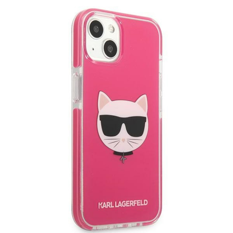 Karl Lagerfeld KLHCP13STPECPI hardcase-hoesje voor Apple iPhone 13 mini 5,4″, Choupette Head, fuchsia