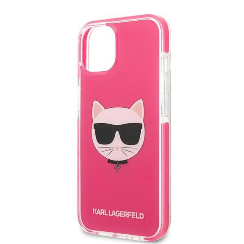 Karl Lagerfeld KLHCP13STPECPI hardcase-hoesje voor Apple iPhone 13 mini 5,4″, Choupette Head, fuchsia