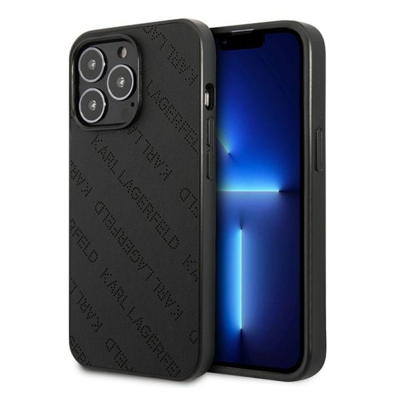 Karl Lagerfeld KLHCP13LPTLK hardcase-hoesje voor Apple iPhone 13 Pro, Perforated Allover, zwart