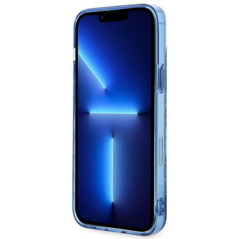 Guess GUHCP14MHGPLHB hardcase-hoesje voor Apple iPhone 14 Plus / 15 Plus, Porcelain Collection, blauw