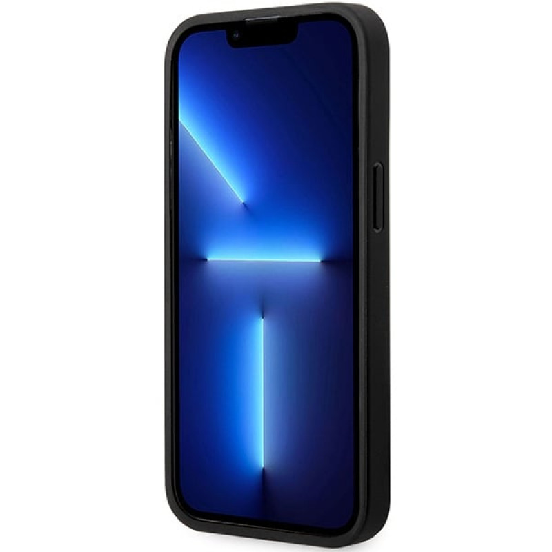 BMW BMHCP14L22RBDK Leather Blue Dots harde hoes voor iPhone 14 Pro 6,1", zwart