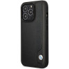 BMW BMHCP14X22RBDK Leather Blue Dots harde hoes voor iPhone 14 Pro Max 6,7", zwart