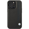BMW BMHCP14X22RBDK Leather Blue Dots harde hoes voor iPhone 14 Pro Max 6,7", zwart