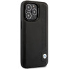 BMW BMHCP14X22RBDK Leather Blue Dots harde hoes voor iPhone 14 Pro Max 6,7", zwart