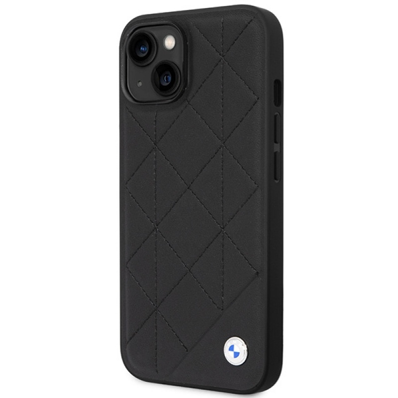 BMW BMHCP14S22RQDK Leather Quilted harde hoes voor iPhone 14 6,1", zwart