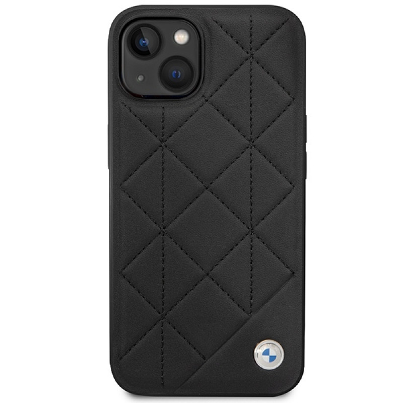 BMW BMHCP14S22RQDK Leather Quilted harde hoes voor iPhone 14 6,1", zwart