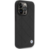 BMW BMHCP14L22RQDK Leather Quilted harde hoes voor iPhone 14 Pro 6,1", zwart