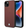 BMW BMHCP14S22RFGR Leather Diamond Pattern harde hoes voor iPhone 14 6,1", bordeauxrood
