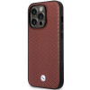 BMW BMHCP14L22RFGR Leather Diamond Pattern harde hoes voor iPhone 14 Pro 6,1", bordeauxrood