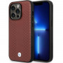 BMW BMHCP14X22RFGR Leather Diamond Pattern harde hoes voor iPhone 14 Pro Max 6,7", bordeauxrood