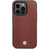 BMW BMHCP14X22RFGR Leather Diamond Pattern harde hoes voor iPhone 14 Pro Max 6,7", bordeauxrood