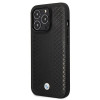 BMW BMHCP14L22RFGK Leather Diamond Pattern harde hoes voor iPhone 14 Pro 6,1", zwart