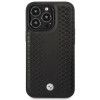 BMW BMHCP14L22RFGK Leather Diamond Pattern harde hoes voor iPhone 14 Pro 6,1", zwart