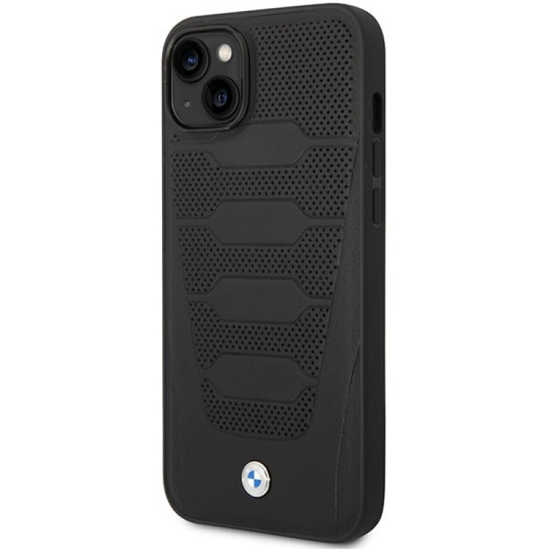 BMW BMHCP14S22RPSK hoesje voor iPhone 14, zwart, Leather Seats Pattern