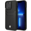 BMW BMHCP14L22RSEPK hoesje voor iPhone 14 Pro, zwart, Leather Card Slot
