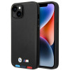 BMW BMHCP14M22PTDK hoesje voor iPhone 14 Plus, zwart, Leather Stamp Tricolor