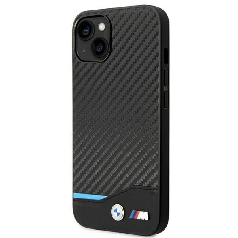 BMW BMHCP14M22NBCK hoesje voor iPhone 14 Plus, zwart, Leather Carbon