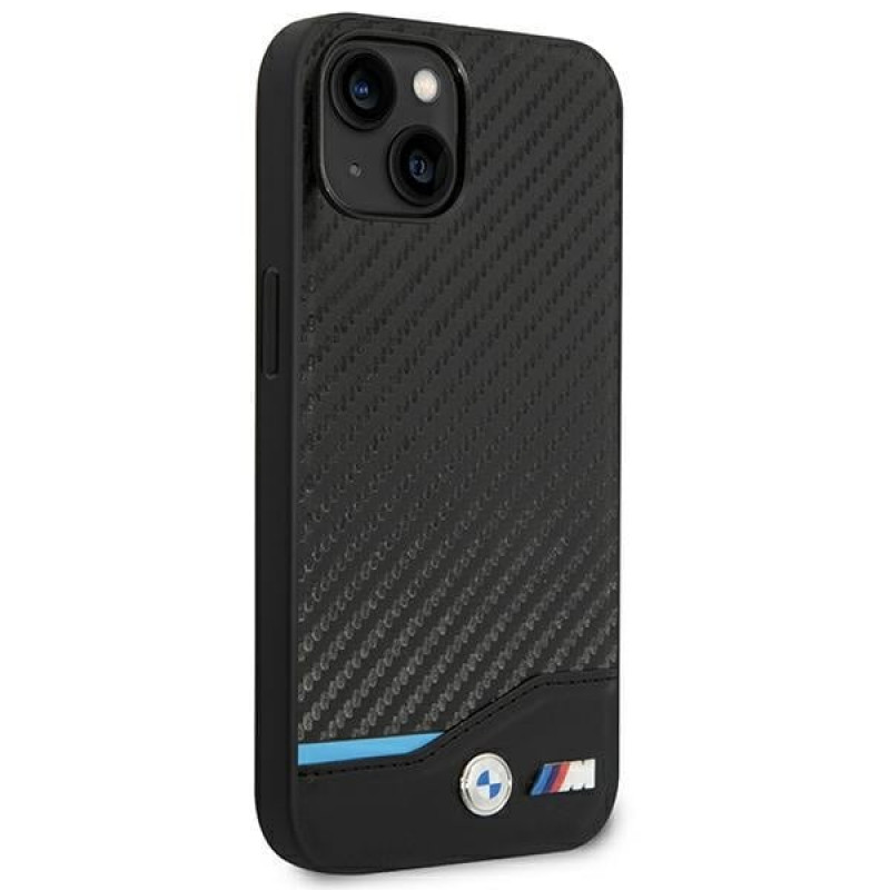 BMW BMHCP14M22NBCK hoesje voor iPhone 14 Plus, zwart, Leather Carbon