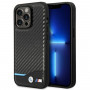BMW BMHCP14L22NBCK hoesje voor iPhone 14 Pro, zwart, Leather Carbon