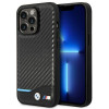 BMW BMHCP14L22NBCK hoesje voor iPhone 14 Pro, zwart, Leather Carbon