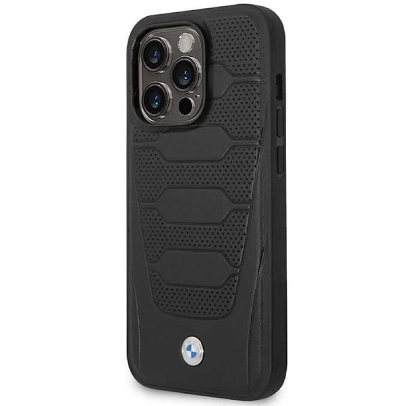 BMW BMHMP14L22RPSK Leather Seats Pattern MagSafe hoesje voor Apple iPhone 14 Pro 6,1″, zwart
