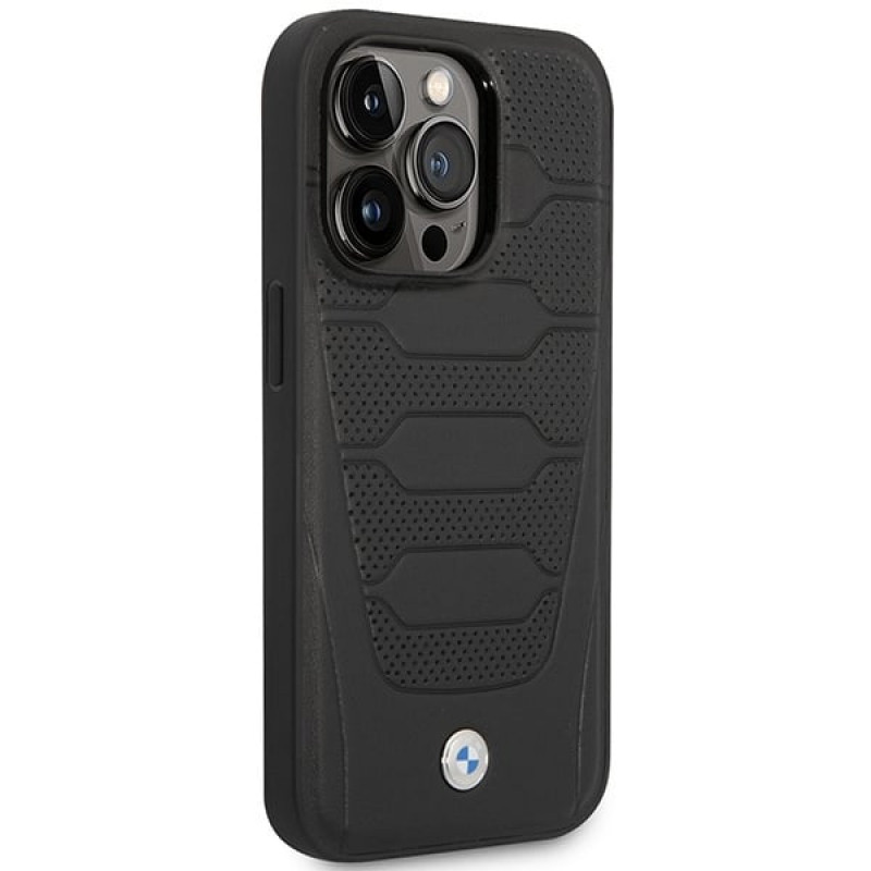 BMW BMHMP14L22RPSK Leather Seats Pattern MagSafe hoesje voor Apple iPhone 14 Pro 6,1″, zwart