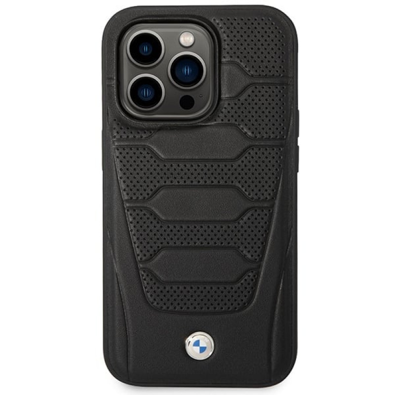 BMW BMHMP14X22RPSK Leather Seats Pattern MagSafe hoesje voor Apple iPhone 14 Pro Max 6,7″, zwart