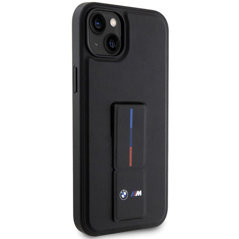 BMW BMHCP14M22GSLK Grip Stand Hot Stamp harde hoes voor Apple iPhone 14 Plus / 15 Plus, zwart