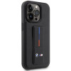 BMW BMHCP14X22GSLK Grip Stand Hot Stamp harde hoes voor Apple iPhone 14 Pro Max, zwart