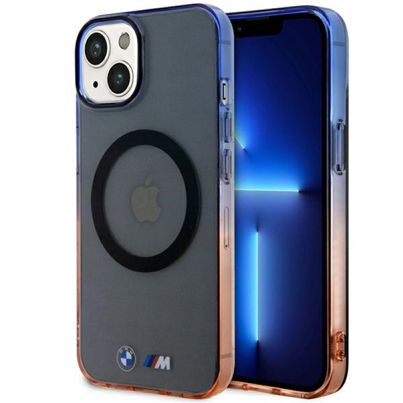 BMW BMHMP14MHTGE Gradient Bumper MagSafe harde hoes voor Apple iPhone 14 Plus / 15 Plus, grijs