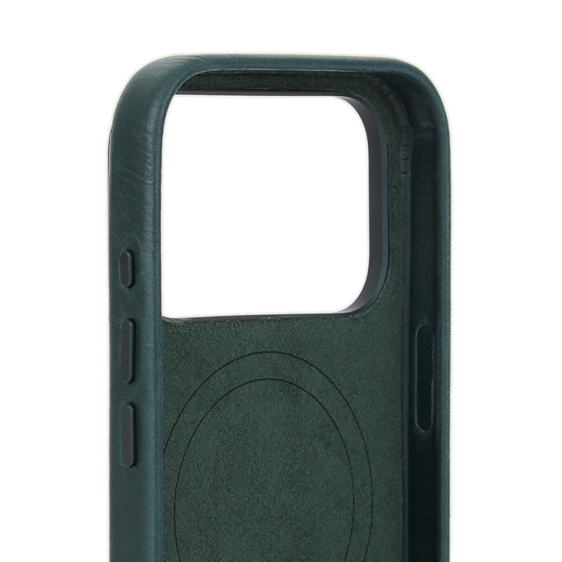 Mujjo Troubadour leren hoesje voor Apple iPhone 18 Pro / 17 Pro, MagSafe, obsidiaangroen